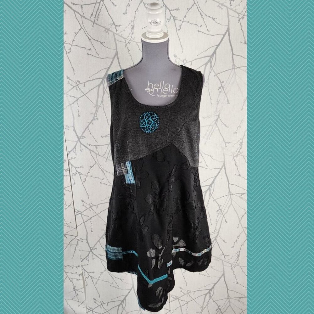 All Beautiful Enjoy Mixed Fabric Patchwork Flowy Tunic Dress